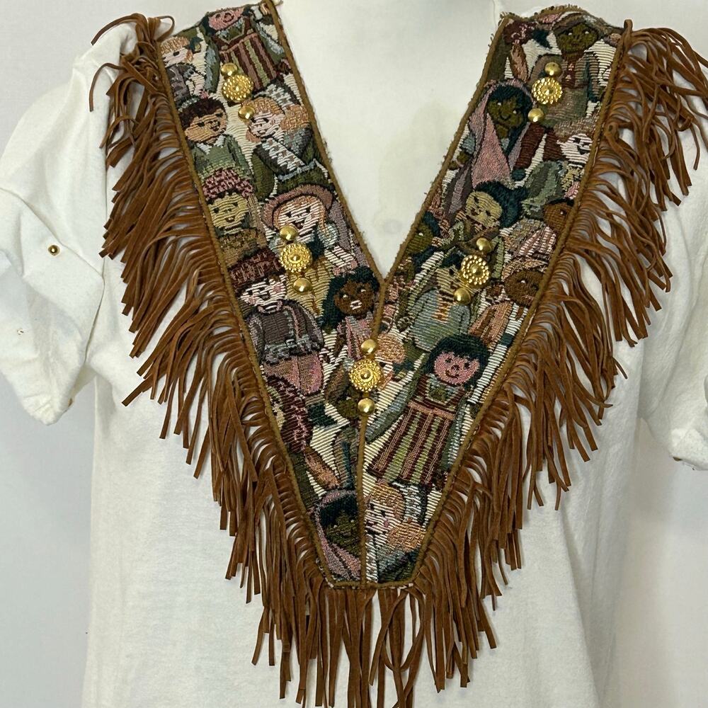 Vintage First Element Western Fringe T Shirt Tapestry Bib